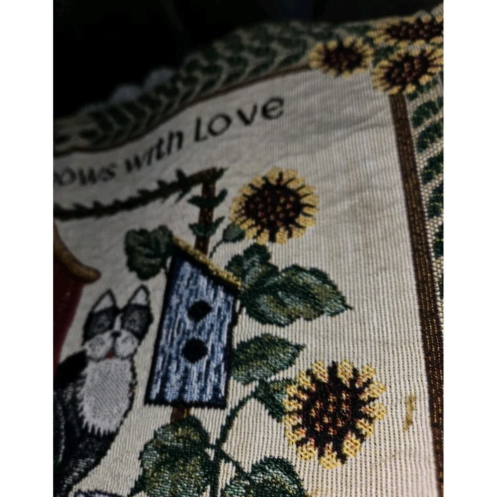 Vintage Woven Tapestry Placemats Set of 6 Every Thing Grows With Love Cat Garden